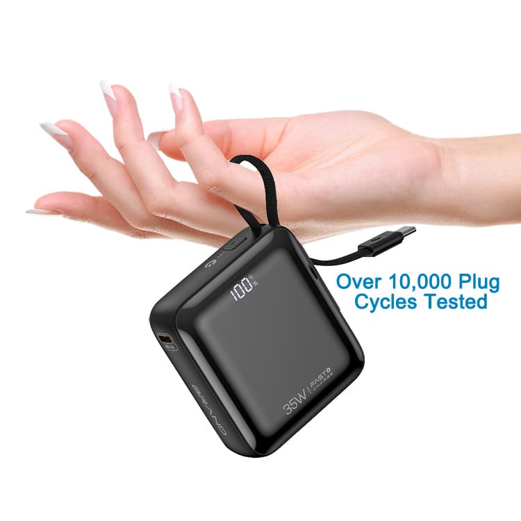 35W Portable 2-in-1 Power Bank with Built-in Cable, 10000mAh Capacity - Image 3